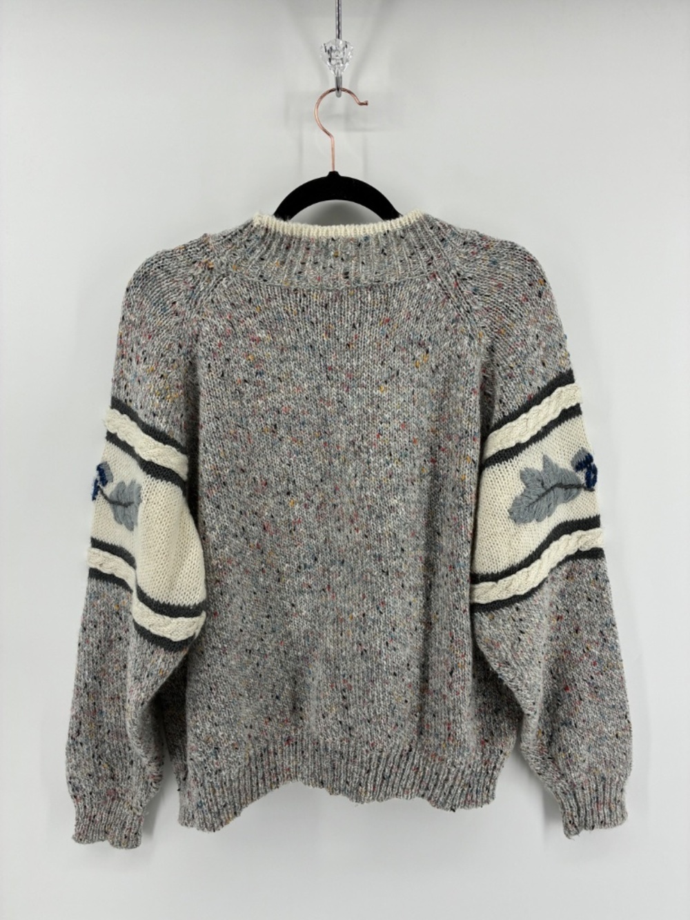 Vintage Wool Blend Men’s Crewneck Sweater Rainbow Metallic Knit Details - Picture 5 of 7